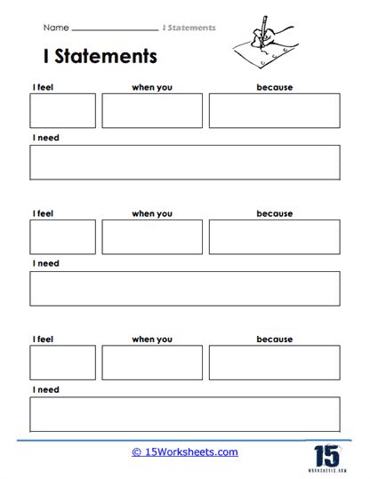 Effective Self-Expression Worksheet - 15 Worksheets.com I Feel Statements Worksheet, I Statements Worksheet, Controlling Emotions Worksheets, Thoughts Feelings Actions Worksheet, I Feel Statements, Fear Of Abandonment Worksheet, I Statements, Thought Record Therapy Worksheets, Assertive Communication