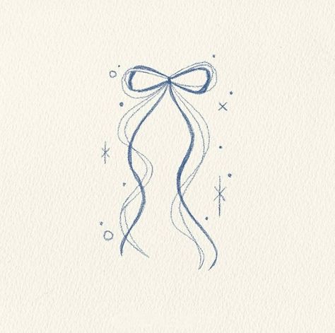 Blue Bow Tattoo, Blue Ribbon Tattoo, Ribbon Sketch, Sharpie Tattoos, Hand Doodles, Ribbon Tattoos, Cute Tiny Tattoos, Small Drawings, Discreet Tattoos