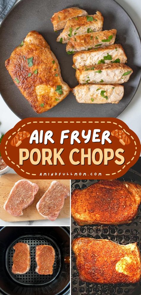 An easy pork chop recipe for your weeknight dinners! In less than 20 minutes, you can have these Air Fryer Pork Chops that are tender, juicy, and flavorful. Check out what you can serve with this main dish! Pork Chop Air Fryer Recipes, Pork Chop Recipes Air Fryer, Pork Chops Air Fryer, Quick Pork Chops, Recipe For Air Fryer, Air Fryer Pork, Pork Chop Recipe, Pork Chops And Potatoes, Air Fryer Pork Chops