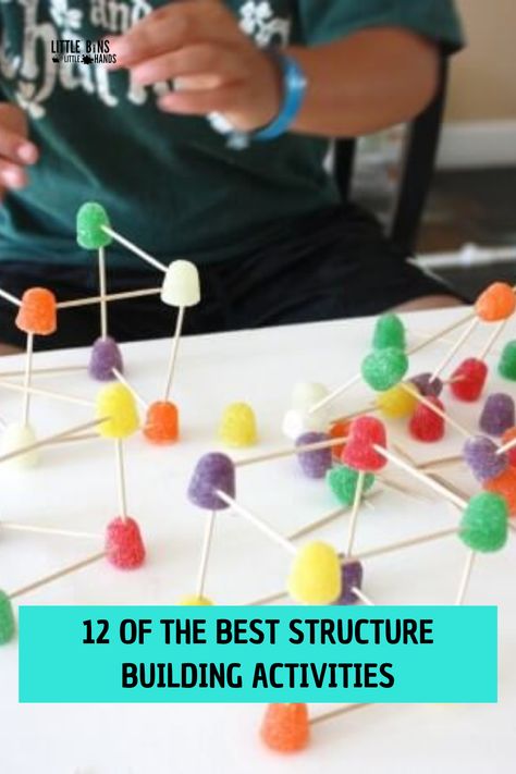 Toothpick And Marshmallow Stem Challenge, Stem Building Challenge, Stem Building Challenges For Kids, Stem Building Activities, Fun Activities For Kids At School, Building Challenges For Kids, Building Ideas For Kids, Construction Activities For Kids, Toothpicks And Marshmallows