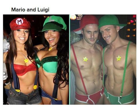 Halloween Gay Couple Halloween Costumes, Mario And Luigi Costumes, Men's Halloween Costumes, Gay Halloween Costumes, Gay Halloween, Gay Costume, Luigi Costume, Akali League Of Legends, Clever Halloween Costumes