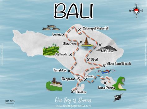 Bali Map Illustration, Bali Temples, Bali Map, Philippines Palawan, Visit Bali, Gili T, Bali Baby, Bali Itinerary, Bali Guide