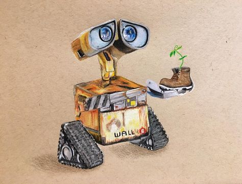 74 Likes, 12 Comments - Nikolett Koloszár (@csakaniki) on Instagram: “Finished!😊Colored pencil drawing of #walle 😊 #art #disney #disneyarts #disneyartspotlightfeature…” Wall-e Drawings, Wall E Drawing, Drawing With Color, Dreamworks Art, Disney Animated Movies, Drawing Cartoon Characters, Art Disney, Wall E, Galaxy Art