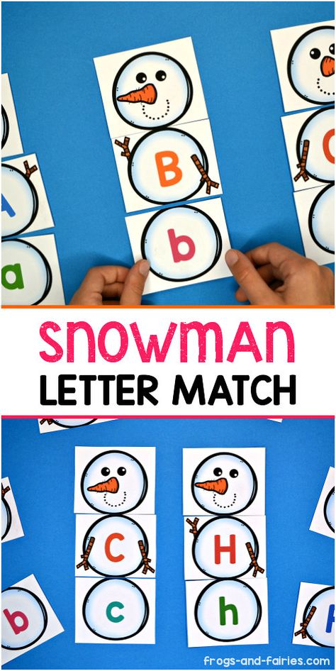 4k Activities, Preschool Seasons, Winter Literacy Activities, Winter Alphabet, Snowman Printable, Letter Matching Game, Winter Theme Preschool, Literacy Activities Preschool, Alphabet Game