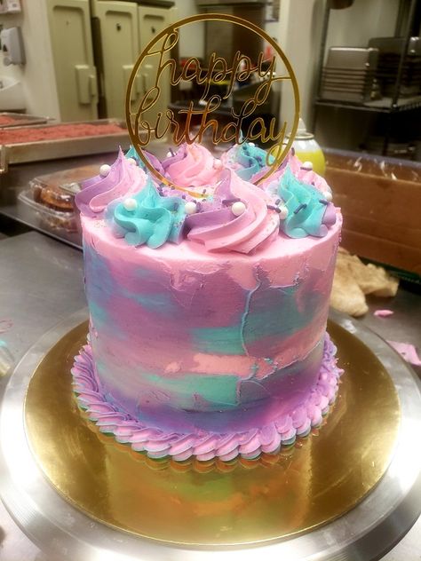 Pink Purple Teal Birthday Cake, Turquoise Cake, Tie Dye Cupcakes, Candy Birthday Cakes, Turquoise Tie, Candy Birthday, Purple Cakes, Watercolor Cake, 29th Birthday