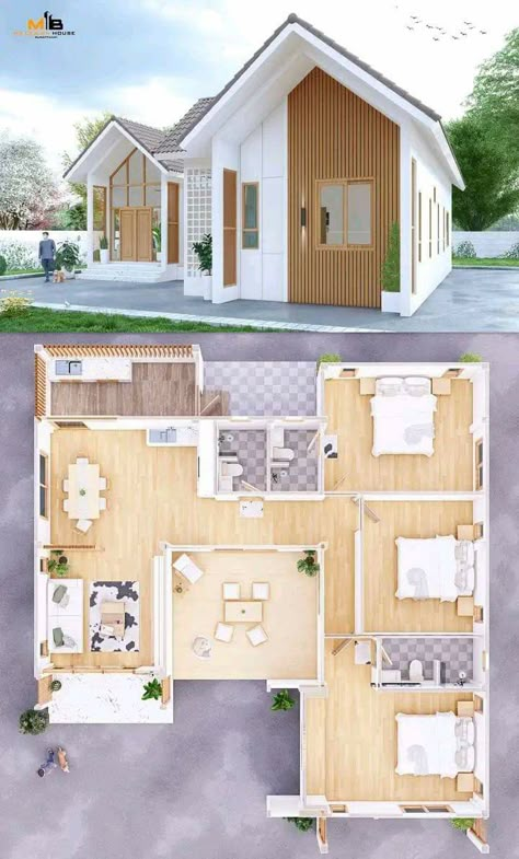 Small House Blueprints, Small House Layout, Small House Design Exterior, House Floor Design, Building Plans House, Building House Plans Designs, Casas The Sims 4, Sims House Plans, House Construction Plan