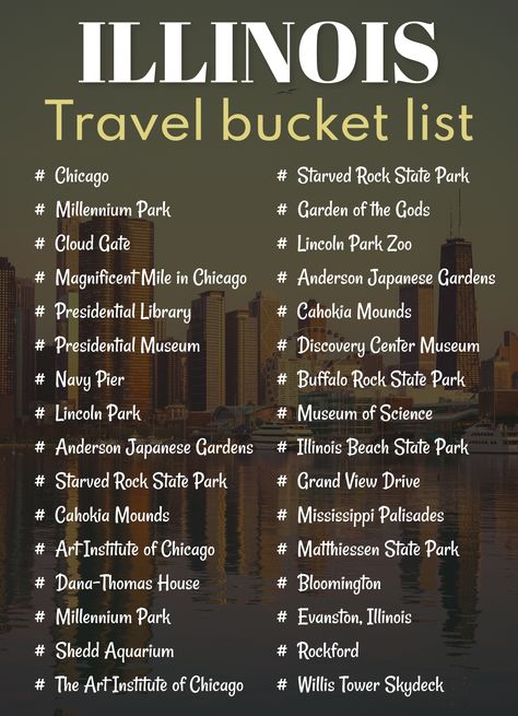 An easy-to-edit bucket list template for Google Docs. Illinois Travel Places To Visit, Illinois Bucket List, Easy Bucket List Ideas, State Bucket List, Bucket List Template, United States Travel Bucket Lists, Rhode Island Travel, Illinois Travel, South Dakota Travel