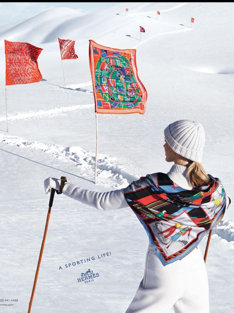 Hermes sports Ski Bunnies, Luxury Ski, It Bag, Snow Bunnies, 3d Studio, Ski Fashion, Winter Sport, Hermes Scarf, Hermes Handbags