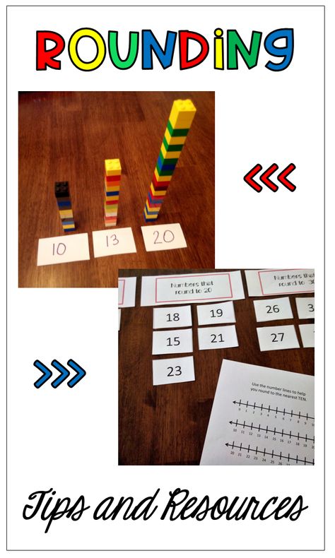 Tips and resources for teaching your students to round. Hands on activities, legos, place value blocks, number lines, sorting, rounding to tens, round, estimate. Engaging activities for math. Rounding Third Grade Activities, Hands On Rounding Activities, Maths Interventions, Rounding Numbers Activities, Rounding Lesson, Rounding Games, Rounding Activities, Teaching Rounding, Place Value Blocks