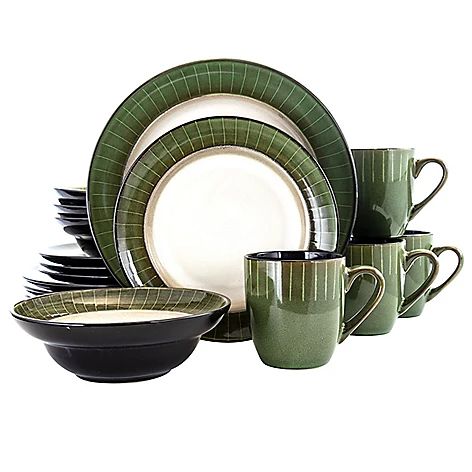 Elama Grand Jade 16 Piece Luxurious Stoneware Dinnerware Complete Set for 4 Dish Sets Dinnerware, Color Jade, Stoneware Dinnerware Sets, Stoneware Dinnerware, Bakeware Set, Dish Sets, Casual Dining, Micro Onde, Dinnerware Set