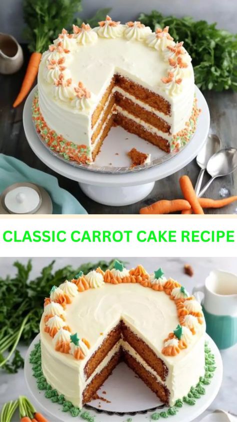 Enjoy a timeless treat with this classic carrot cake recipe, featuring moist layers and a rich cream cheese frosting for a perfect dessert. Classic Carrot Cake Recipe, Carrot Cake Frosting, Classic Carrot Cake, Homemade Pound Cake, Hard Candy Recipes, Carrot Cake Recipe Easy, Cream Cheese Frosting Cake, Easy Carrot Cake, Afternoon Tea Recipes