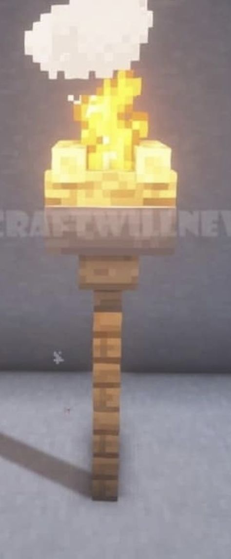 Minecraft Tiki Torch, Minecraft Tiki Bar, Minecraft Torch Ideas, Minecraft Random, Minecraft Lamp, Village Minecraft, Mc Builds, Fire Torch, Tiki Statues