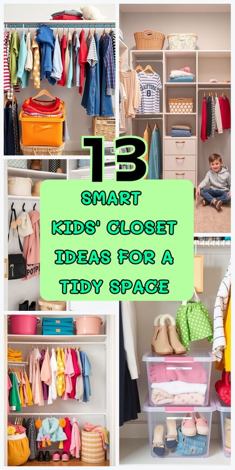 Simplify closet chaos! These 13 kids’ closet organization tips help you create a kid-friendly, organized space they’ll love. Small Kids Closet Storage, Shared Closet Organization Kids, Children Closet Design, Organizing Kids Closet, Kids Closet Organization Ideas Diy, How To Organize Kids Clothes, Kid Closet Organization Ideas, Kids Bedroom Closet Ideas, Kids Small Closet Organization Ideas