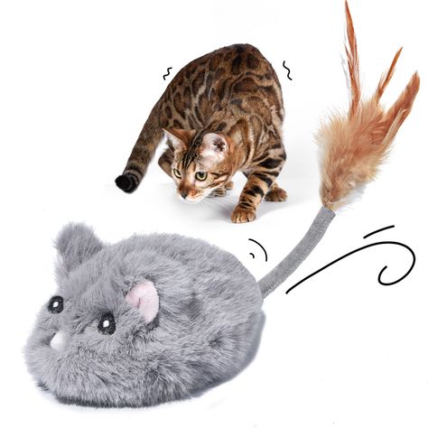 Pawthquake Interactive Cat Mouse Toy,Automatic Robotic Mice Toy with Feather Wand,Electronic Electric Ball Toy for Indoor Cat Feather Wand, Cat Toy Mouse, Robot Cat, Rat Toys, Cat Run, Mouse Toy, Kitten Toys, Indoor Cats, Interactive Cat Toys