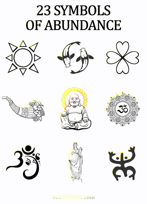 22 Symbols of Abundance from Across the World Tattoo For Abundance, Prosperity Symbol Money Wealth, Symbol Of Abundance, Wealth Symbol Tattoo, Sigils For Abundance, Symbols Of Abundance, Abundance Symbol Tattoo, Abundance Tattoo Law Of Attraction, Sigil For Abundance