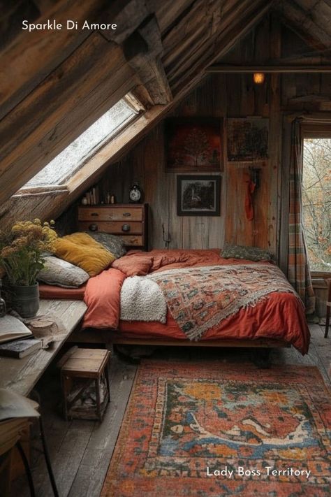 #homedesign #interiordesign #homedecor #designideas #interiorinspiration #modernhome #decortrends #homeinspo #architecture #homestyling Cabin Bedroom Ideas, Cozy Attic Bedroom, Moody Bedroom Ideas, Cozy Attic, Colorado Cabins, Cozy Bedroom Ideas, Natural Bedroom, Cabin Bedroom, Neutral Bedding