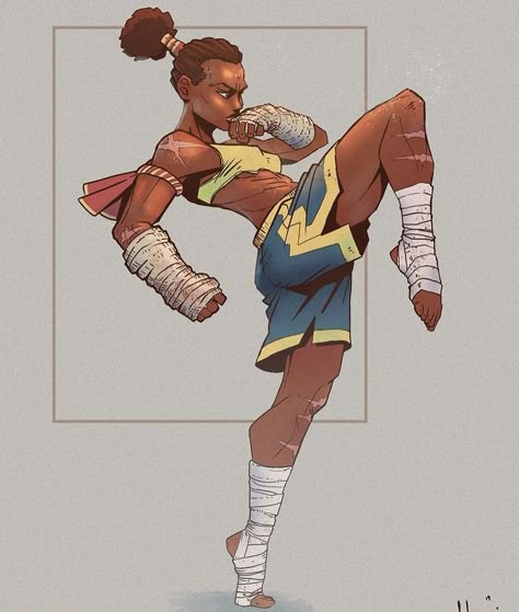 Muay Thai Poses Drawing, Female Martial Artists Art, Boxer Oc, Cloud Village, Fighter Illustration, Muay Thai Women, Boxe Thai, Female Boxers, Female Martial Artists