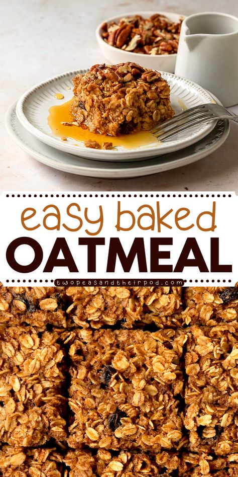 Enjoy Baked Oatmeal as a perfect holiday brunch idea! This Christmas morning breakfast includes an easy to make oven baked oatmeal recipe with old fashioned oats, applesauce, raisins, or dried cranberries. It’s healthy, vegetarian, and kid friendly. Try it today! Baked Oatmeal With Raisins, What To Make With Old Fashioned Oats, Baked Oatmeal Recipes Breakfast Greek Yogurt, Baked Apple Oatmeal Breakfast, Applesauce Baked Oats, Baked Oatmeal With Steel Cut Oats, Baked Oatmeal For Two, Oatmeal Baked Breakfast, Recipes Using Quick Oats