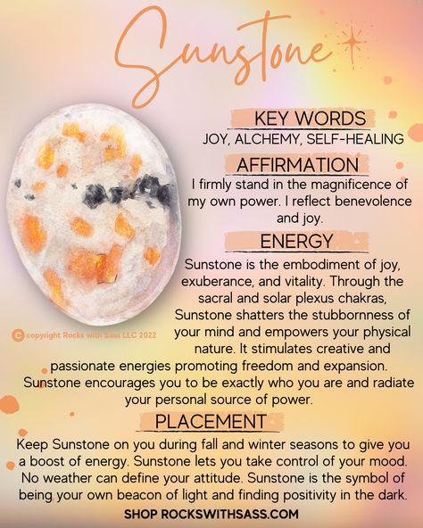 Sunstone Crystal Affirmation, Sun Stone Crystal Meaning, Crystal For Good Health, Sun Stone Meaning, Alabaster Stone Meaning, Sunstone Affirmations, Sunstone Crystal Meaning, Healing Stones And Crystals Meanings, Sun Stone Crystal