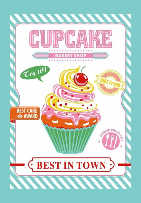 Advertisement Ideas, Crochet Play Food, Pop Ice, Ice Cream Poster, 50s Party, Cupcake Bakery, Shop Poster, Sweet Art, Toy Food