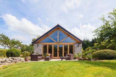 Beautiful Welsh Oak Frame gable end extension with glazing. #extension #wood #oak #timber #frame #windows #glazing New Home Windows, Oak Framed Extensions, Gable Window, Bungalow Extensions, Kitchen Window Design, Oak Frame House, Oak Framed Buildings, House Extension Design, Bungalow Design