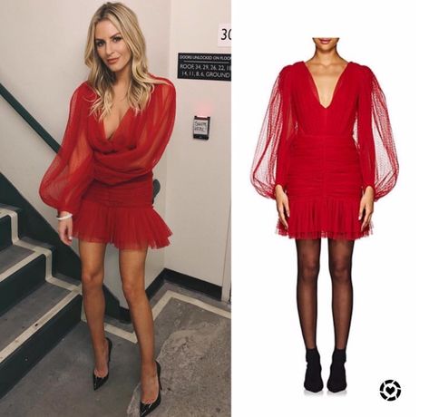 Red Dress Run, Red Tulle Dress, Morgan Stewart, Sheer Clothing, Fashion Tv, Diy Dress, Pop Fashion, Tulle Dress, Ruffle Dress