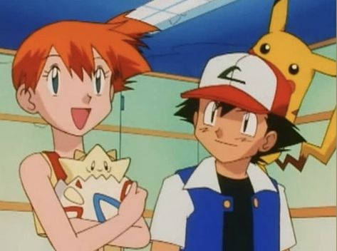 Ash And Misty Matching Pfp, Pokemon Matching Pfp, Pokemon Indigo League, Brock Pokemon, Pokémon Icons, Ash Misty, Pokemon Ash And Misty, Ash And Pikachu, Misty From Pokemon