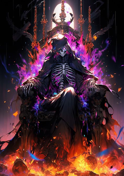 The vivid depiction of ominous purple flames enveloping the necromancer adds an eerie and foreboding atmosphere to the digital artwork, accentuating the sinister aura that emanates from his very being. Thanks for supporting us at Clean Fantasy Art.com! Fantasy Necromancer Art, Fantasy Skeleton Art, Necromancer Character Art, Anime Necromancer, Skeleton Fantasy Art, Necromancer Wallpaper, Necromancy Art, Skeleton Necromancer, Lich Art