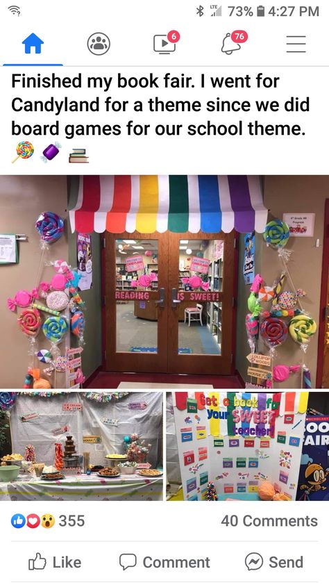 Candyland School Theme, Candyland Literacy Night, Candyland Book Fair Theme, Candy Land Book Fair Theme, Candyland Book Fair, Candyland Library Theme, Candy Land Book Fair, Candyland Classroom Theme, Candyland Classroom Transformation