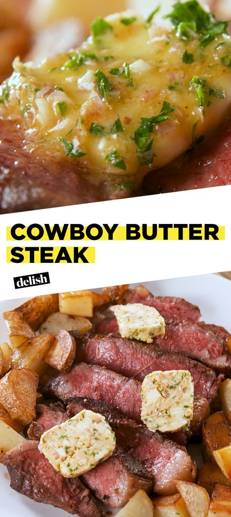 Steak With Butter, Cowboy Butter Steak, Fajitas Beef, Oven Steak Recipes, Cowboy Butter Recipe, Steak Recipes Pan Seared, Marinade Steak, Cowboy Butter, Seared Salmon Recipes