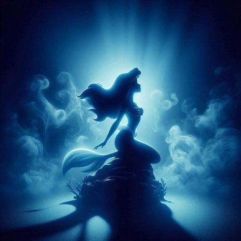 Mermaid Aesthetic Blue, Little Mermaid Poster, Ariel Images, Ariel Aesthetic, Ariel Wallpaper, Disney Princess Silhouette, Disney Silhouette Art, Mermaid Poster, Walt Disney Princesses