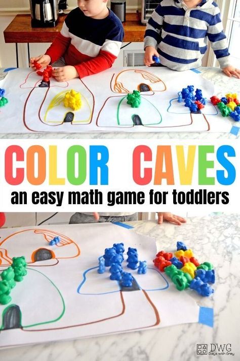 easy math activity for toddlers Sorting Bears Activities, Brown Bear Math Activities, Days With Grey, Bear Math Activities Preschool, Brown Bear Activities For Toddlers, Preschool Bear Art, Bear Hunt Activities Preschool, Color Math Activities Preschool, Winter Math Activities For Toddlers