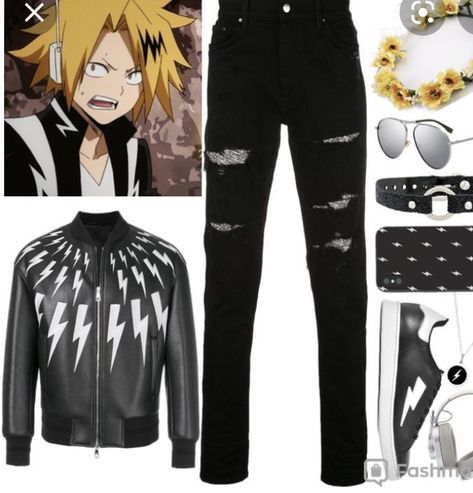 Anime Bounding, Character Bounding, Mha Clothes, Anime Fits, Pole Bear, Kaminari Denki, Closet Cosplay, Denki Kaminari, Nerdy Outfits