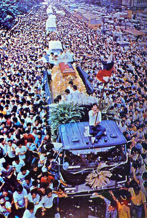 Aquino’s funeral (Source; Time Magazine) Philippine Society, Ninoy Aquino, Out Of The Darkness, Help The Poor, Power To The People, Gave Up, Time Magazine, The Darkness, Online Magazine