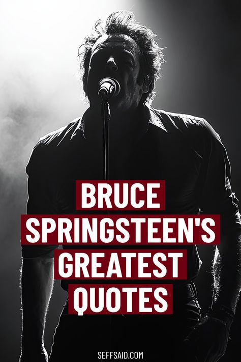 Bruce Springsteen's best quotes, revealing insights about life and grit that fans and newcomers alike will find both relatable and inspiring. via @SeffSaid Bruce Springsteen Tattoo Lyrics, Rock And Roll Quotes, Bruce Springsteen Quotes, Bruce Springsteen Songs, Springsteen Lyrics, I Know A Place, Inspirational Sports Quotes, Bruce Springsteen The Boss, Greatest Quotes