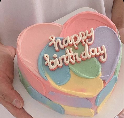 Minimal Cakes, Bd Cake, Soft Neon, Heart Shaped Cake, Small Cakes, Funny Birthday Cakes, Simple Cake Designs, Mini Cakes Birthday, Shaped Cake