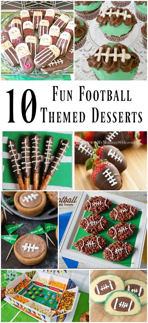 10 Fun Football Themed Game Day Desserts #footballdesserts #footballmenu #footballsnacks Gameday Food Appetizers, Football Party Desserts, Football Themed Desserts, Game Day Desserts, Football Party Food Appetizers, Super Bowl Activities, Tailgate Desserts, Football Desserts, Football Treats