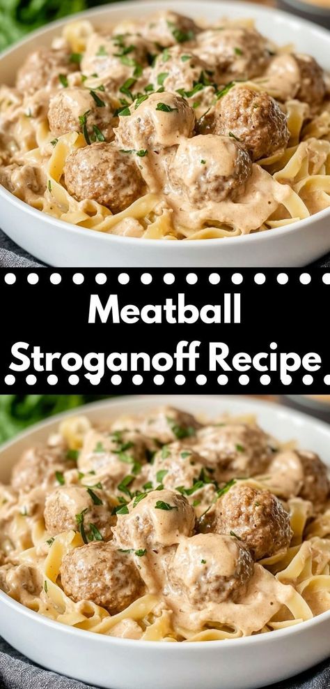 Craving a new beef recipe dinner? Try this Meatball Stroganoff Recipe! A delicious option among meatballs recipes, ideal for beef dinner ideas and ground beef recipes. Meatball Stroganoff Recipe, Beef Dinner Ideas, Beef And Pork Meatballs, Meatball Stroganoff, Meatballs Recipes, Savory Meatballs, Pork Meatballs, Stroganoff Recipe, Beef Meatballs