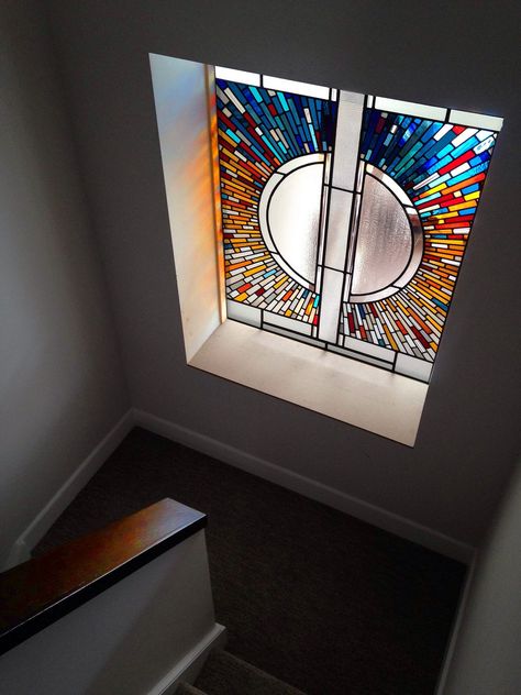 Contemporary stained glass, Troon, Scotland, 2015 | Flickr - Photo Sharing! Bathroom Skylight, Internal Window, L'art Du Vitrail, Modern Stained Glass, Stained Glass Window Film, Stained Glass Door, زجاج ملون, Glass Window Art, Verre Design