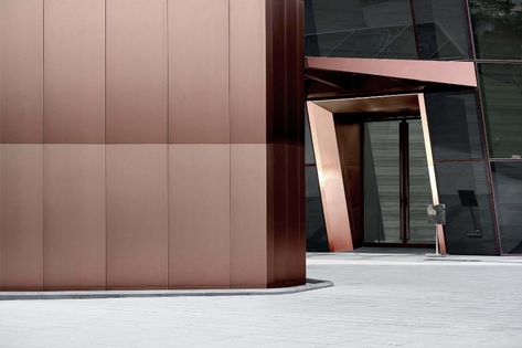 Nordic Copper products – Nordic Copper architectural applications Copper In Architecture, Interior Cladding, Metal Facade, Copper Roof, Grey Brick, Modern Architects, Ancient Buildings, Architecture Design Concept, Copper Wall