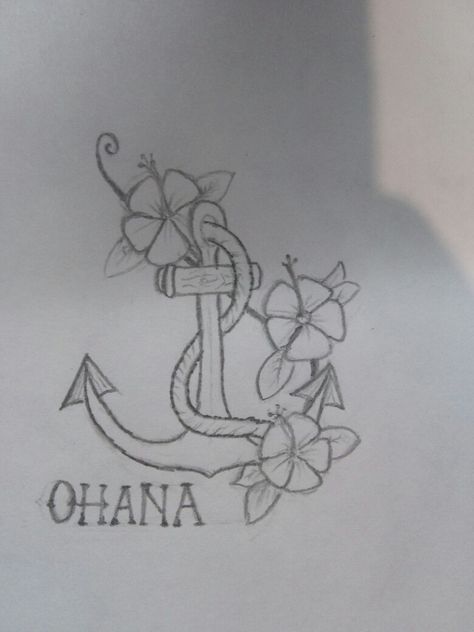 Ohana anchor Ohana Drawings, Plumeria Tattoo, Mom Daughter Tattoos, Daughter Tattoo, Amanda Lee, Anchor Tattoo, Dope Tattoos For Women, Memorial Tattoos, Tattoos For Daughters