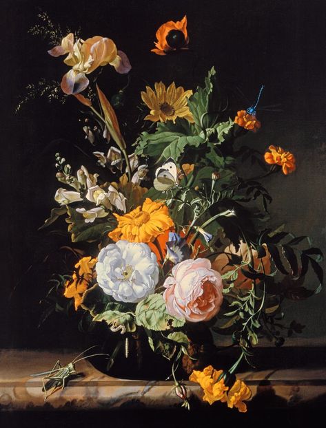 Image: Rachel Ruysch - Still Life of Summer Flowers Rachel Ruysch Flowers, Dutch Masters Still Life, Dutch Masters Flowers, Famous Still Life Paintings, Rachel Ruysch, Art Sources, Oil Painting Frames, Dutch Masters, Floral Still Life