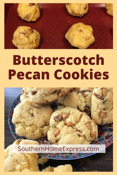 Butterscotch Pecan Cookies, Popular Desserts Recipes, Butterscotch Cookies, Tasty Desserts, Holiday Sweets, After School Snack, Pecan Cookies, Potluck Dishes, School Snack