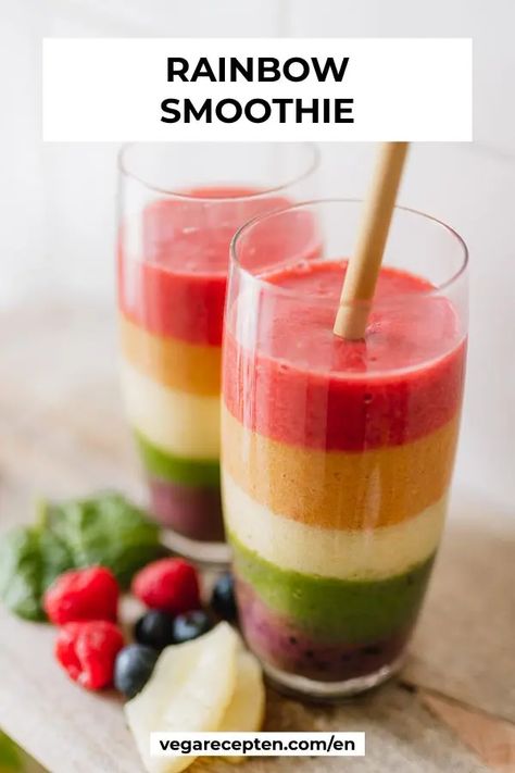 Making smoothies is always a good idea. And making a fruit smoothie with rainbow colors is fun and healthy! Smoothies are a quick and easy way to get your daily dose of fruits, vegetables and proteins. Perfect for breakfast or as a healthy snack in between | Rainbow smoothie recipes | Eat the rainbow smoothie | Healthy rainbow smoothie | Breakfast smoothie | Vegan smoothies #smoothies #fruitsmoothie #rainbowrecipes Rainbow Smoothie Recipes, Rainbow Smoothie, Rainbow Recipes, Rainbow Foods, Making Smoothies, Smoothie Breakfast, Nutritious Smoothie Recipes, Different Fruits And Vegetables, Spring Food