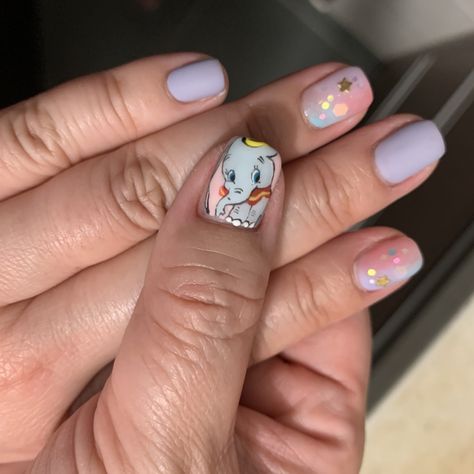 Dumbo Nails Disney, Dumbo Nail Art, Nails Complicated, Dumbo Nails, Baby Oyster, Toes Nails, Gel Builder, Nails 2017, Nail Art Disney