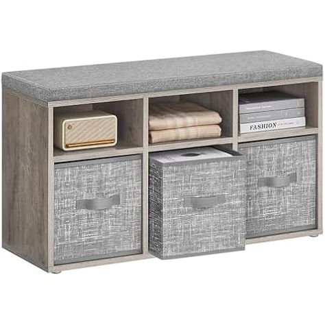 Amazon.com: Ameriwood Home Penelope Entryway Storage Bench with Cushion, Ivory Pine : Home & Kitchen Shelves Entryway, Entryway Storage Bench, Closet Living Room, Bench With Cushion, Storage Bench With Cushion, Shoe Storage Bench, Entryway Bench Storage, Storage Benches, Entryway Storage