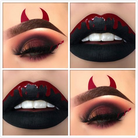 Hallowen Schminke, Nem Halloween Makeup, Devil Makeup Halloween, Maquillage Halloween Simple, Makeup Zombie, Halloween Makeup Clown, Devil Makeup, Halloweenský Makeup, Halloween Make-up Looks