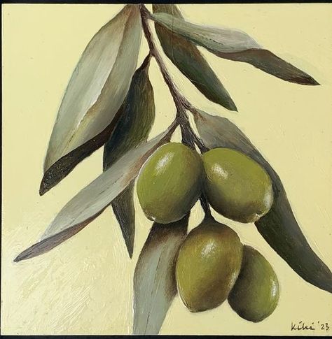 Olive Watercolor Painting, Olive Painting, Olive Oil Brands, Furniture Design Sketches, Aesthetic Painting, Olive Tree, Painting Art Projects, Jil Sander, Design Sketch