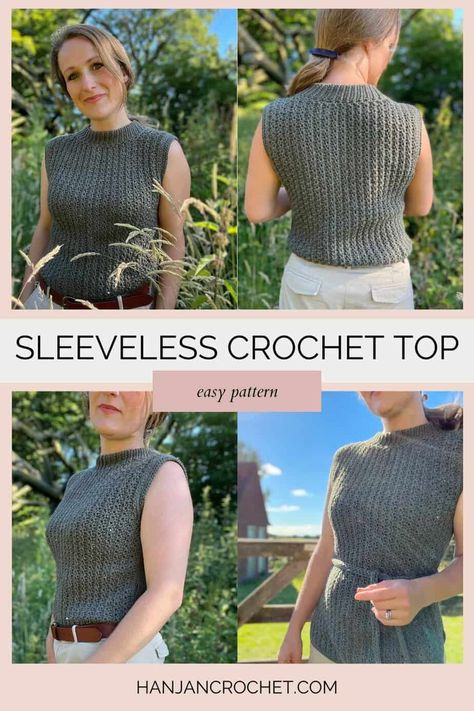 Crochet Slipover, Vest Top Pattern, Crochet Vest Pattern Free, Crochet Sleeveless Top, Cardigans Crochet, Sleeveless Top Pattern, Vest Pattern Free, Crochet Wearables, Crochet Cardigans