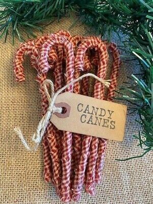 Fabric Candy Canes, Farmhouse Ornaments, Handmade Candy, Homespun Fabric, Primitive Crafts, Handmade Tags, Check Fabric, Red Barns, Primitive Christmas